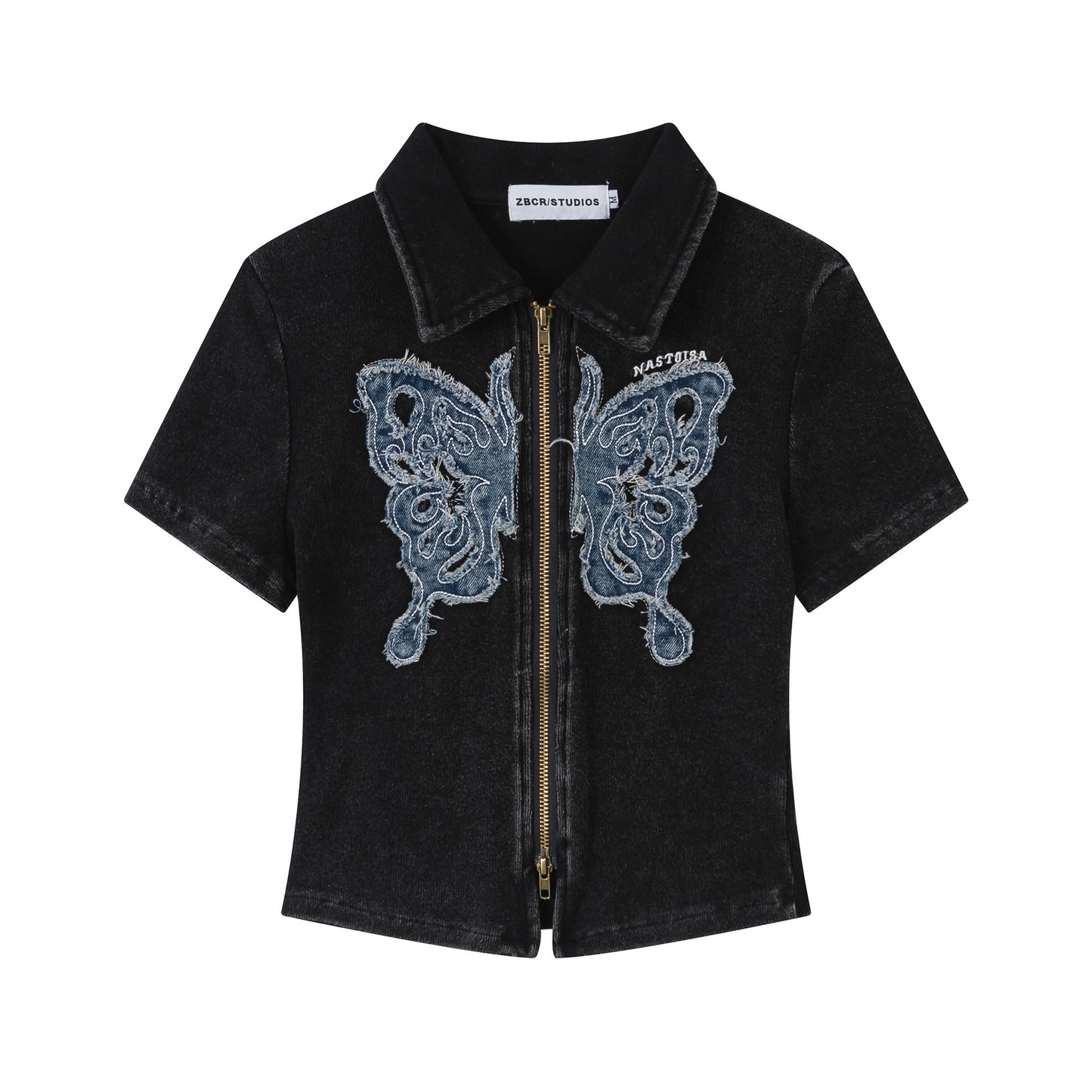 Embroidered Cardigan Short Sleeve T-shirt