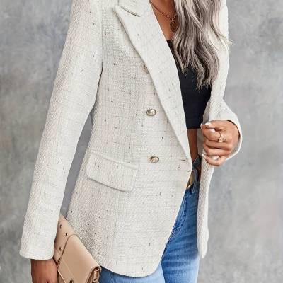 Double Breasted Tweed Suit Jacket