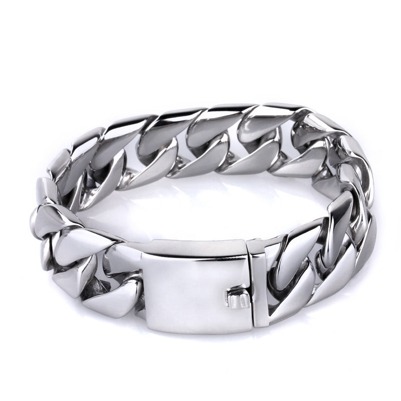 Titanium Steel Thin Cuban Link Chain Bracelet