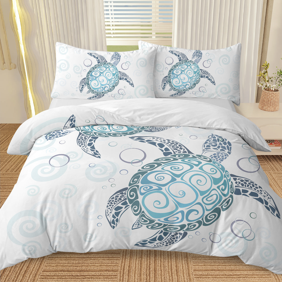 Sea Turtle Three Piece Bedding Set