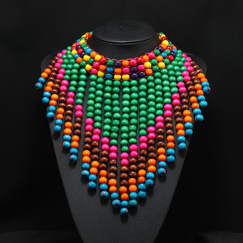 Colorful Wood Bead Necklace