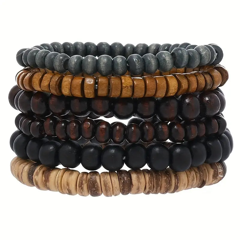 Multi-layer Wooden Bead Bracelet Set