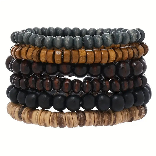 Multi-layer Wooden Bead Bracelet Set