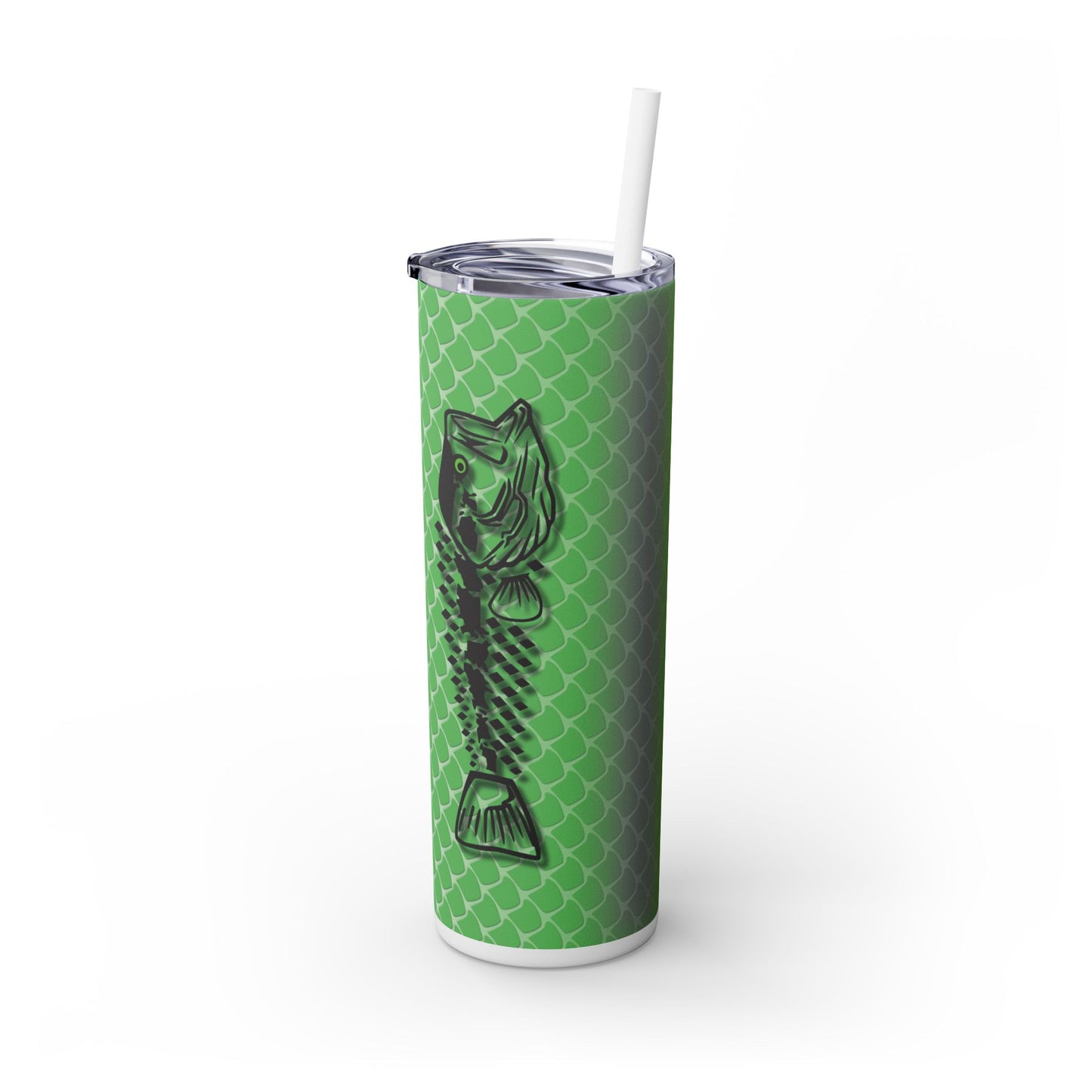 Bass Fish Scales. 20oz Skinny Tumbler with Straw