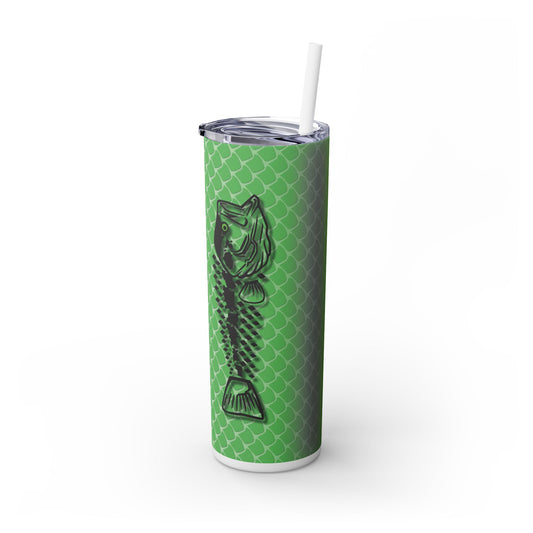 Bass Fish Scales. 20oz Skinny Tumbler with Straw