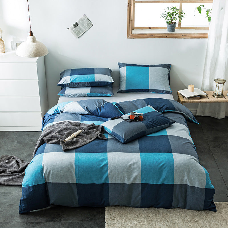 Checkered cotton bedding set