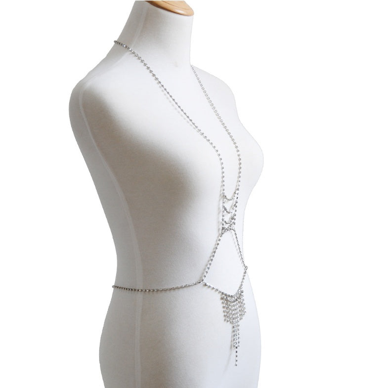 Rhinestone bra body chain