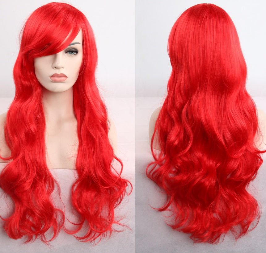 Anime cos wig color 80cm long curly cosplay