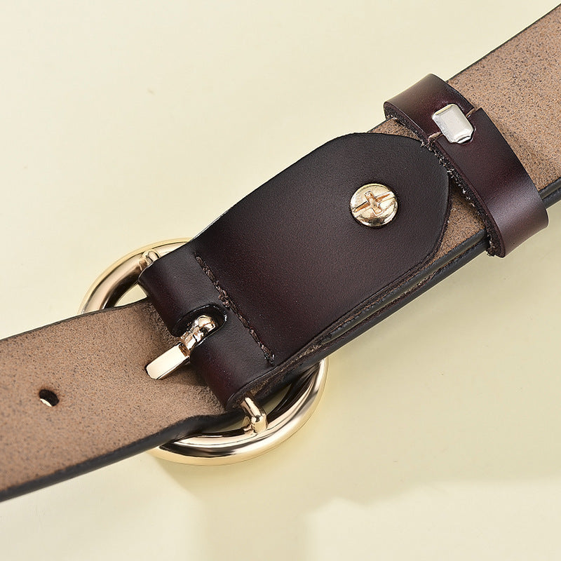 Leather Round Buckle Belt