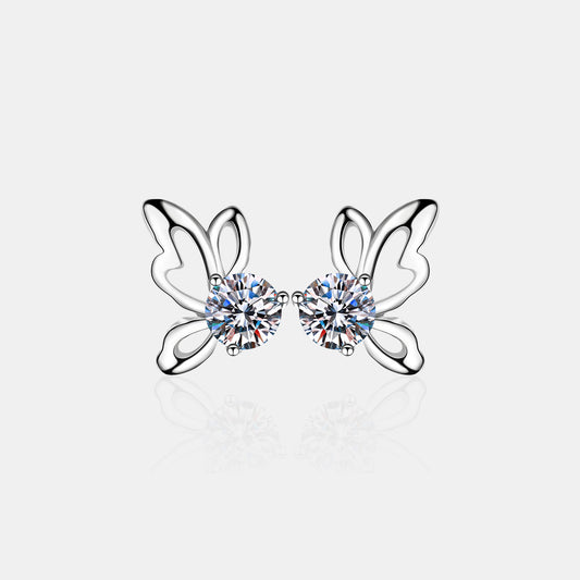 1 Carat Moissanite Butterfly Shape Earrings