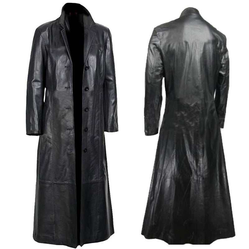 Men's Plus Size Leather Duster Coat