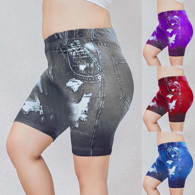 Women's Printed Denim Shorts