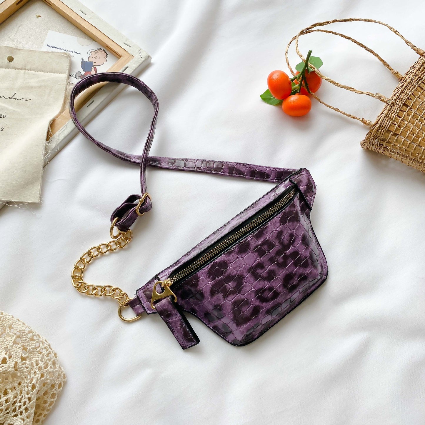 Fashion chain zipper waist bag