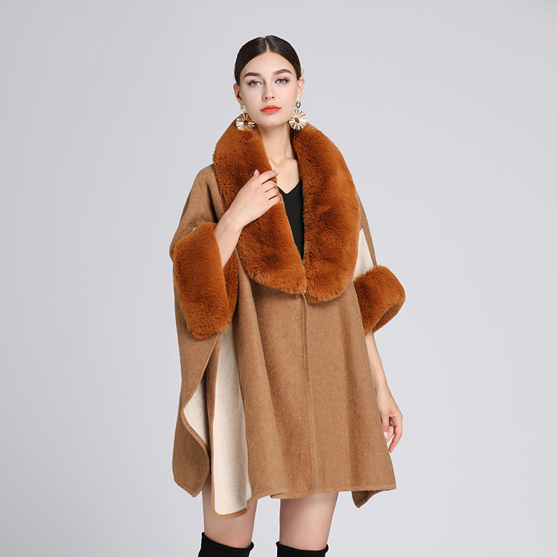 Imitation Rex Rabbit Fur Collar Cape And Shawl