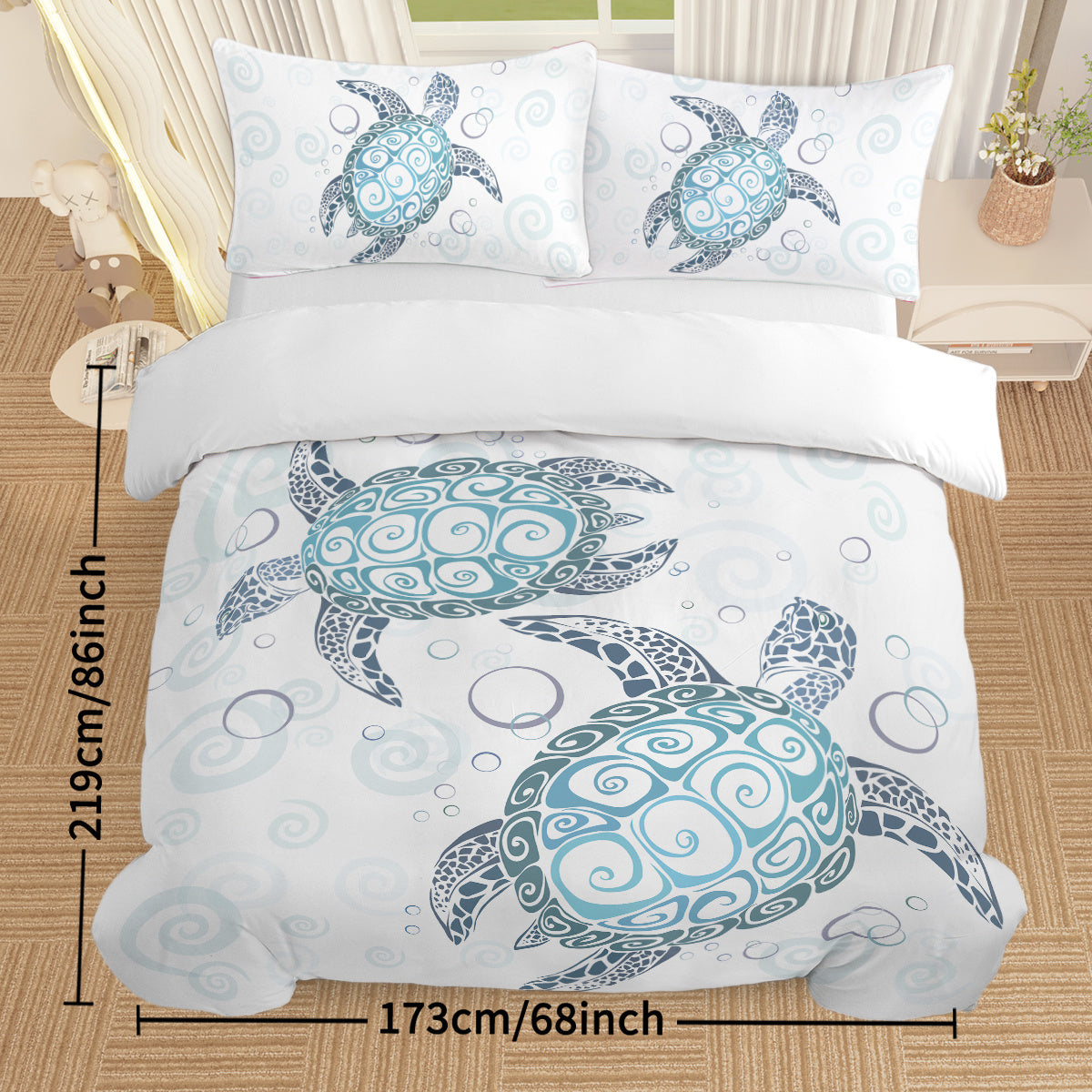 Sea Turtle Three Piece Bedding Set