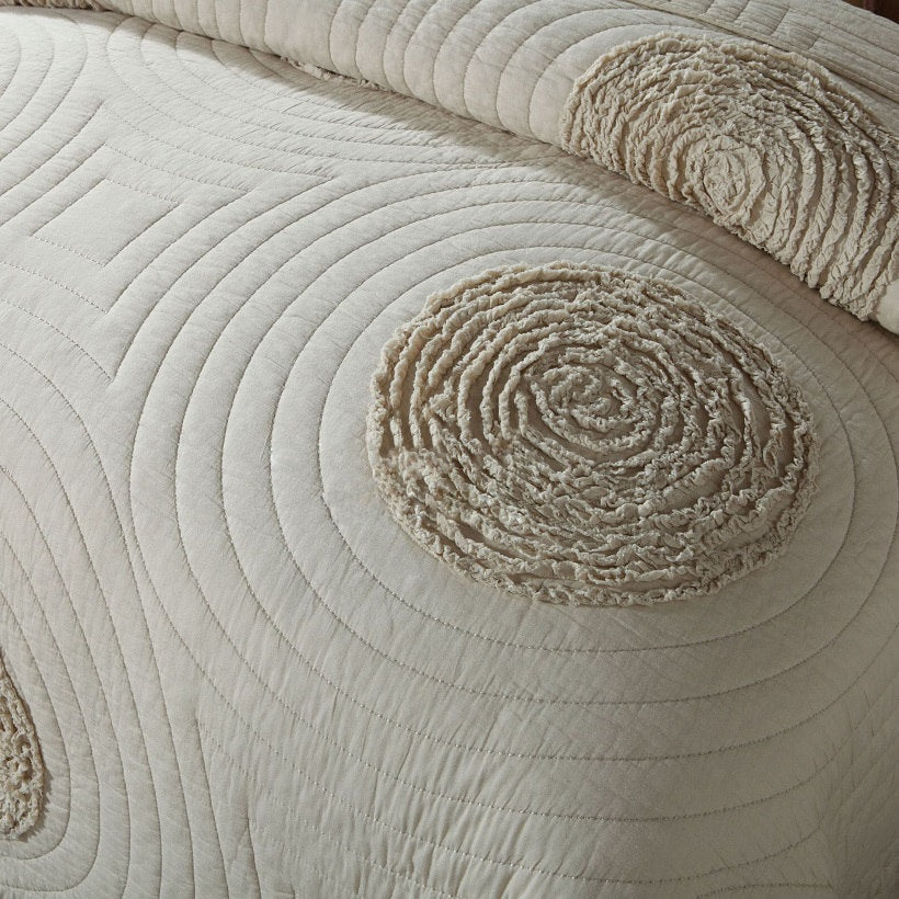 Embroidered quilted bedding