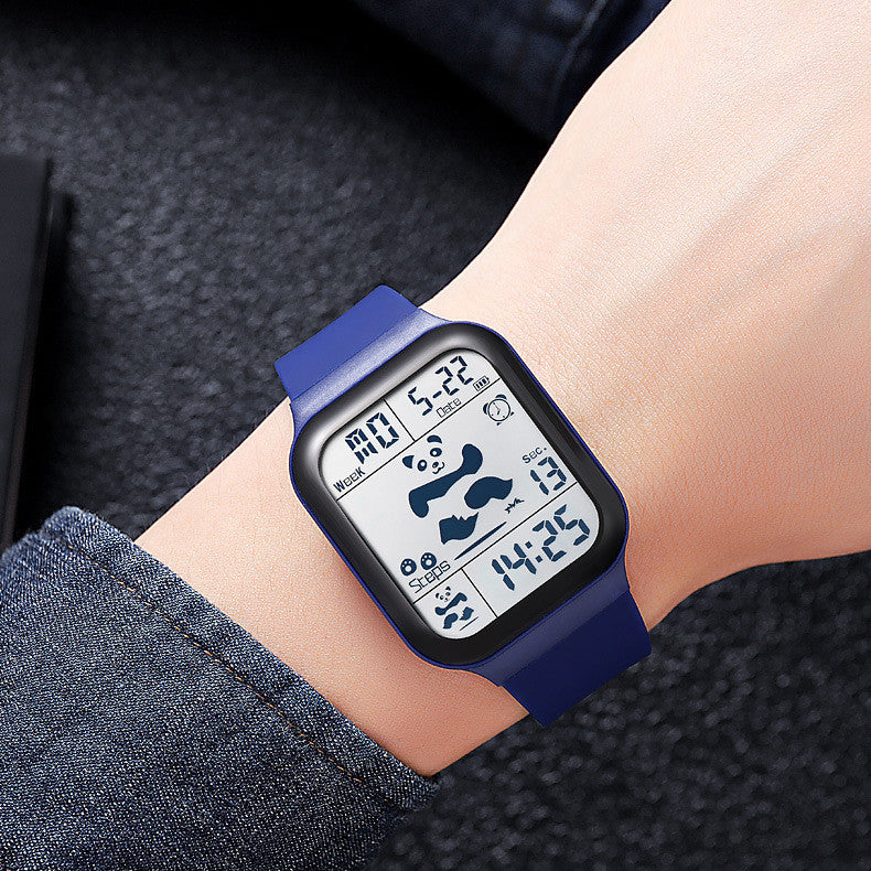 Square Polychrome Panda Waterproof Multifunctional Watch