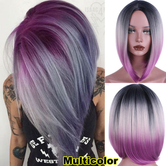 Three-color gradient mid-center  wig