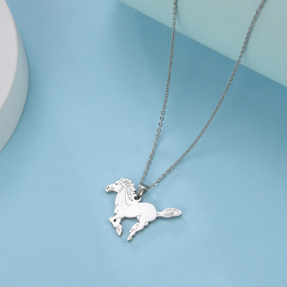 Running Horse Stainless Steel Necklace