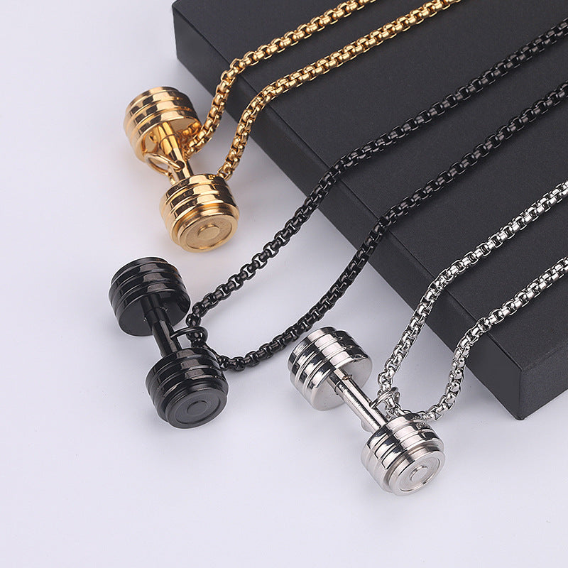 Titanium Steel Dumbbell Necklace