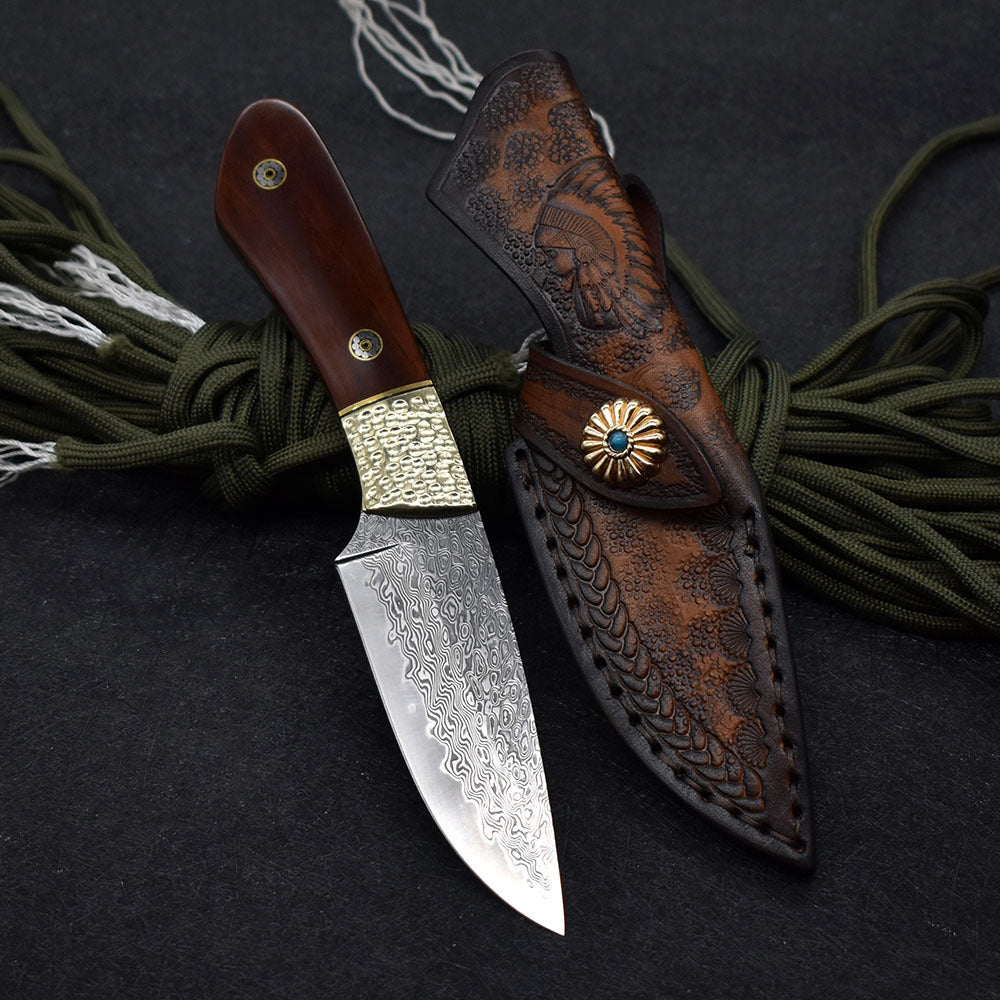 Damascus Steel Hardness Hunting Knife