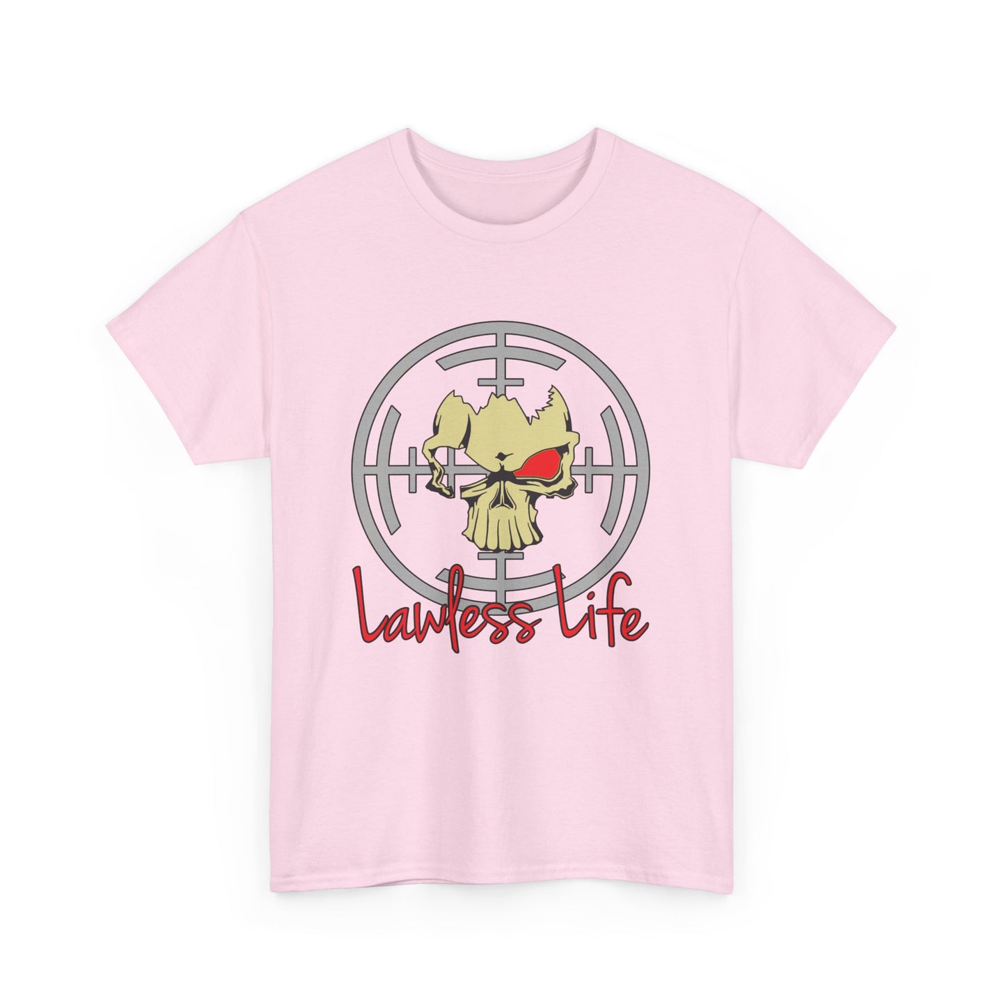 Lawless Life Skull Sight. Heavy Cotton T-Shirt