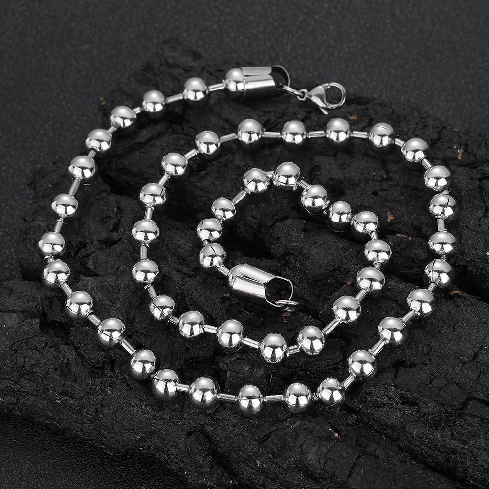 8mm Lobster Buckle Stainless Steel Ball Bead Chain Necklace