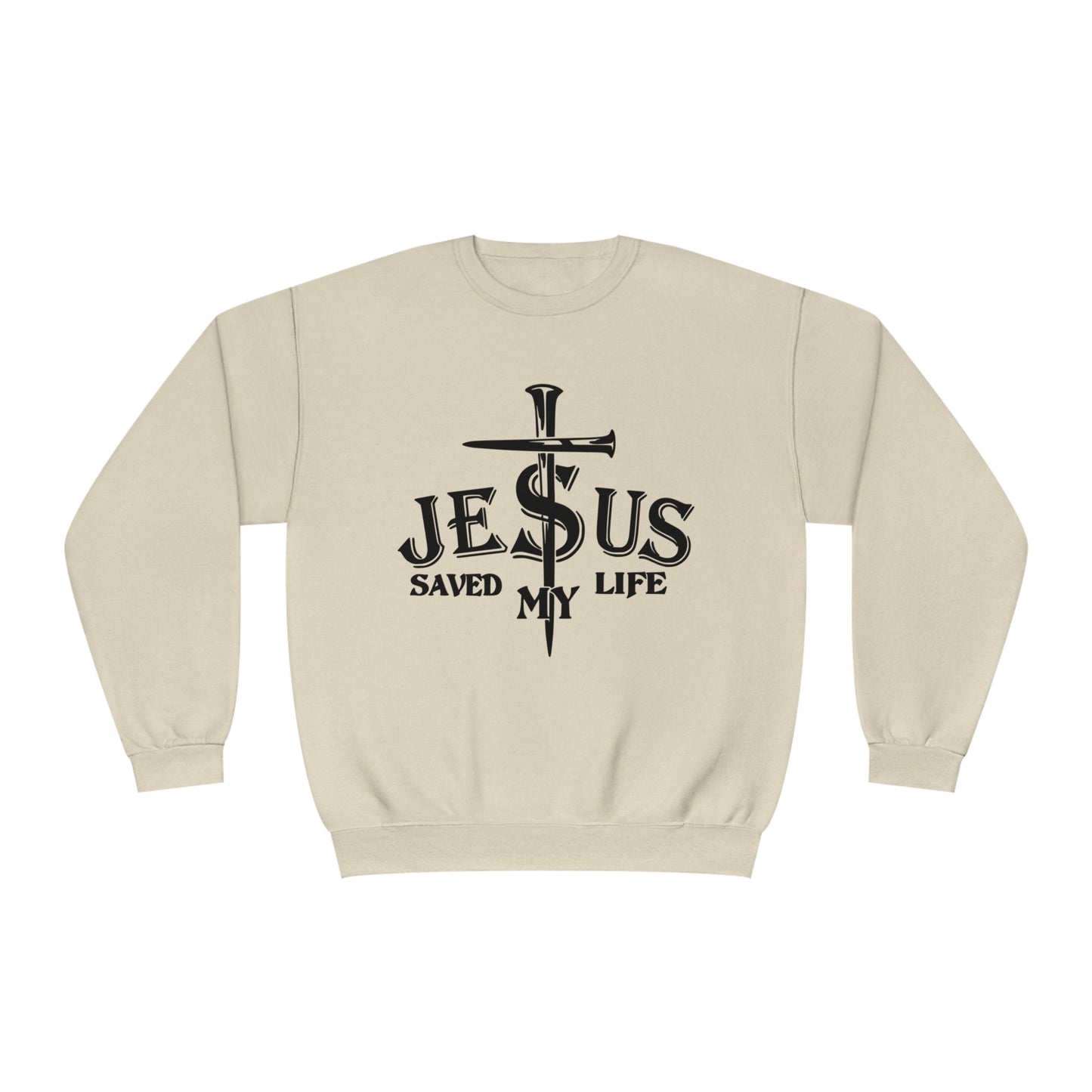 Jesus Saved My Life, Unisex NuBlend® Crewneck Sweatshirt