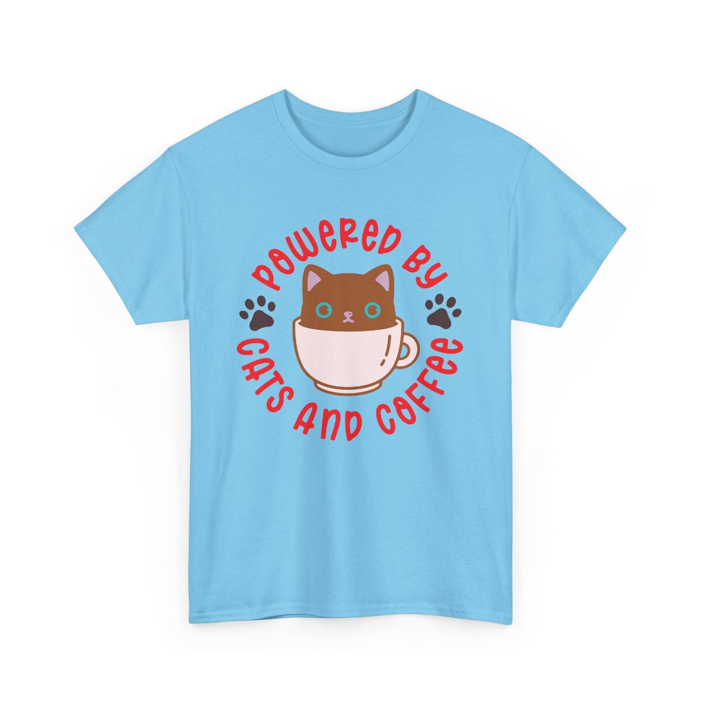 Powered by Cats and Coffee. Heavy Cotton T-Shirt