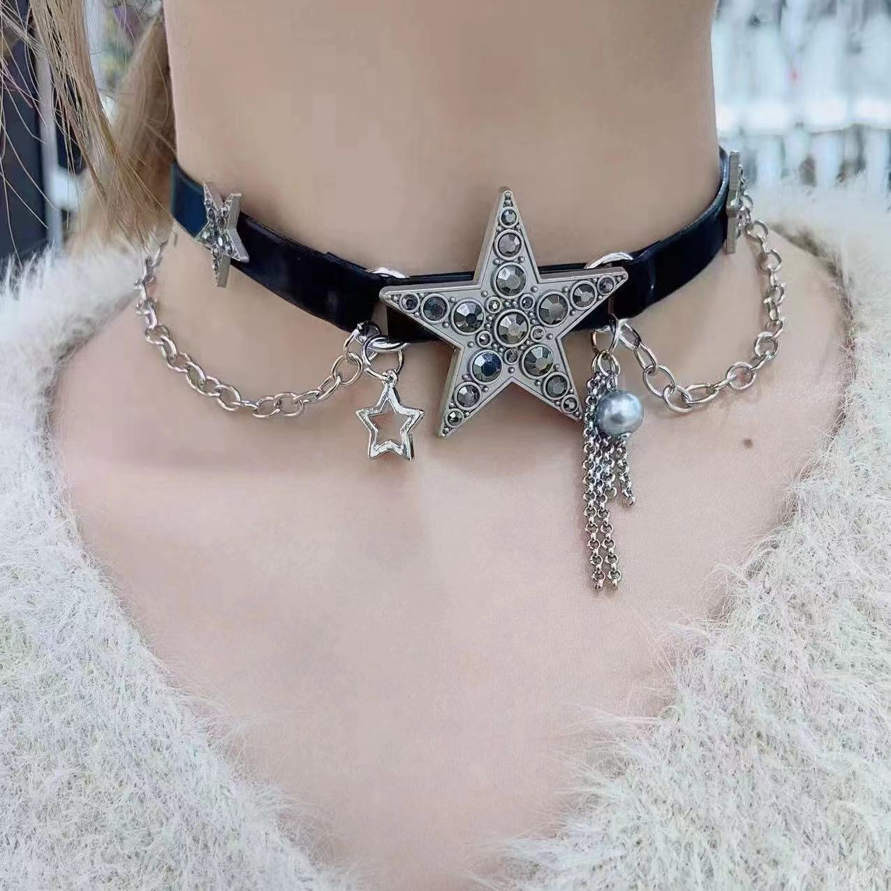 Hot Girl Y2g Pentagram Tassel Necklace