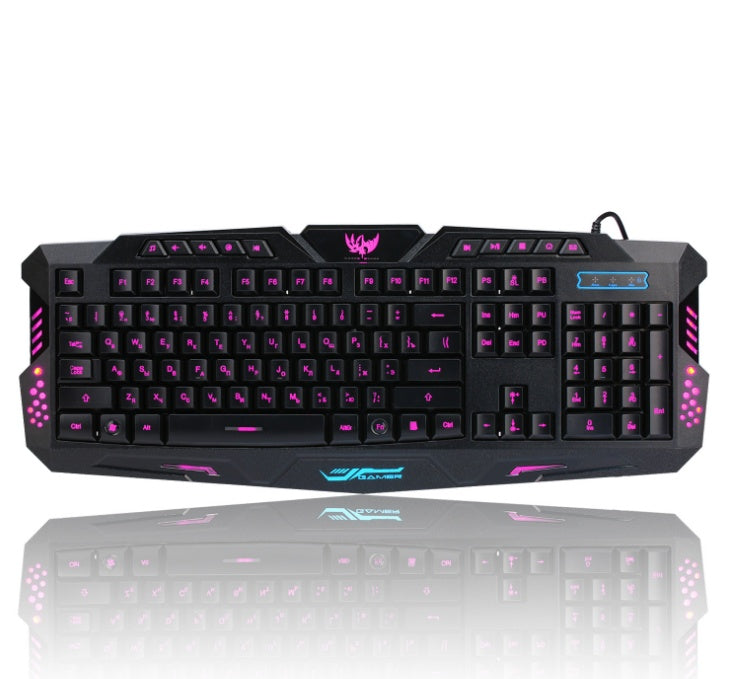 Tricolor backlight wired gaming keyboard set