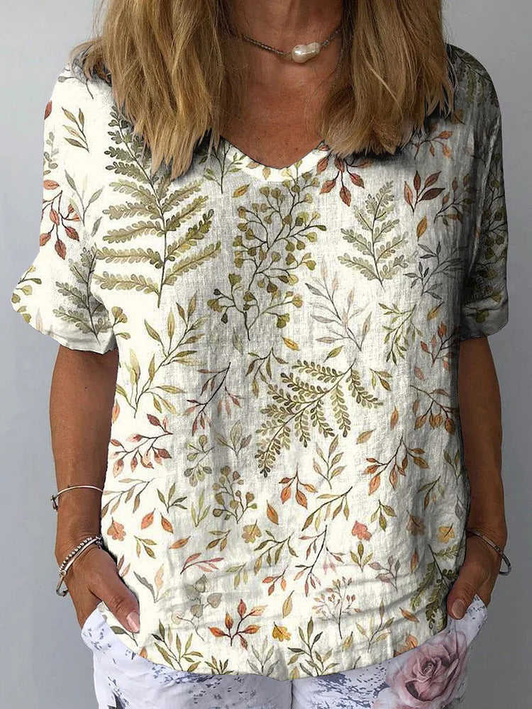 Women's Collarless Polyester Printed Top