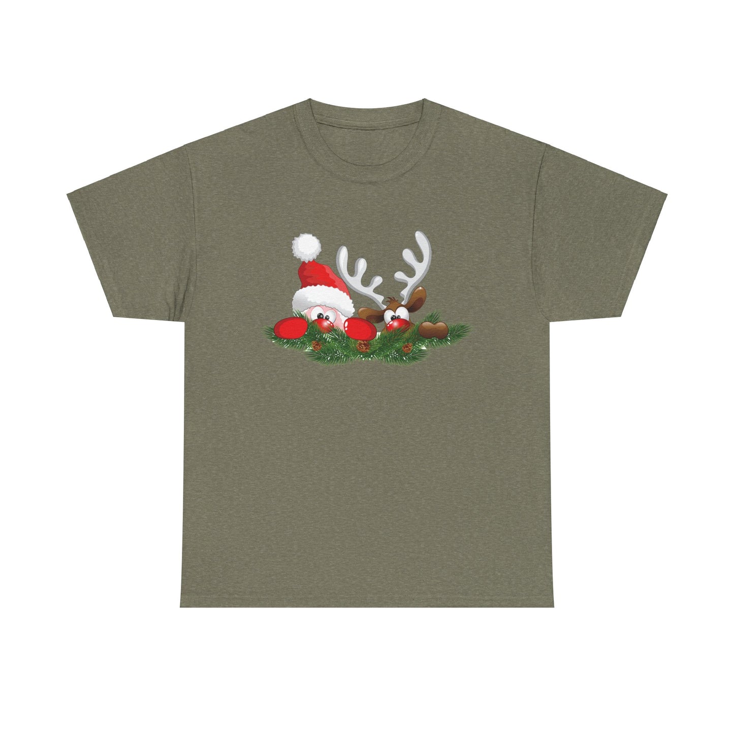 Peeking Santa. Heavy Cotton T-Shirt