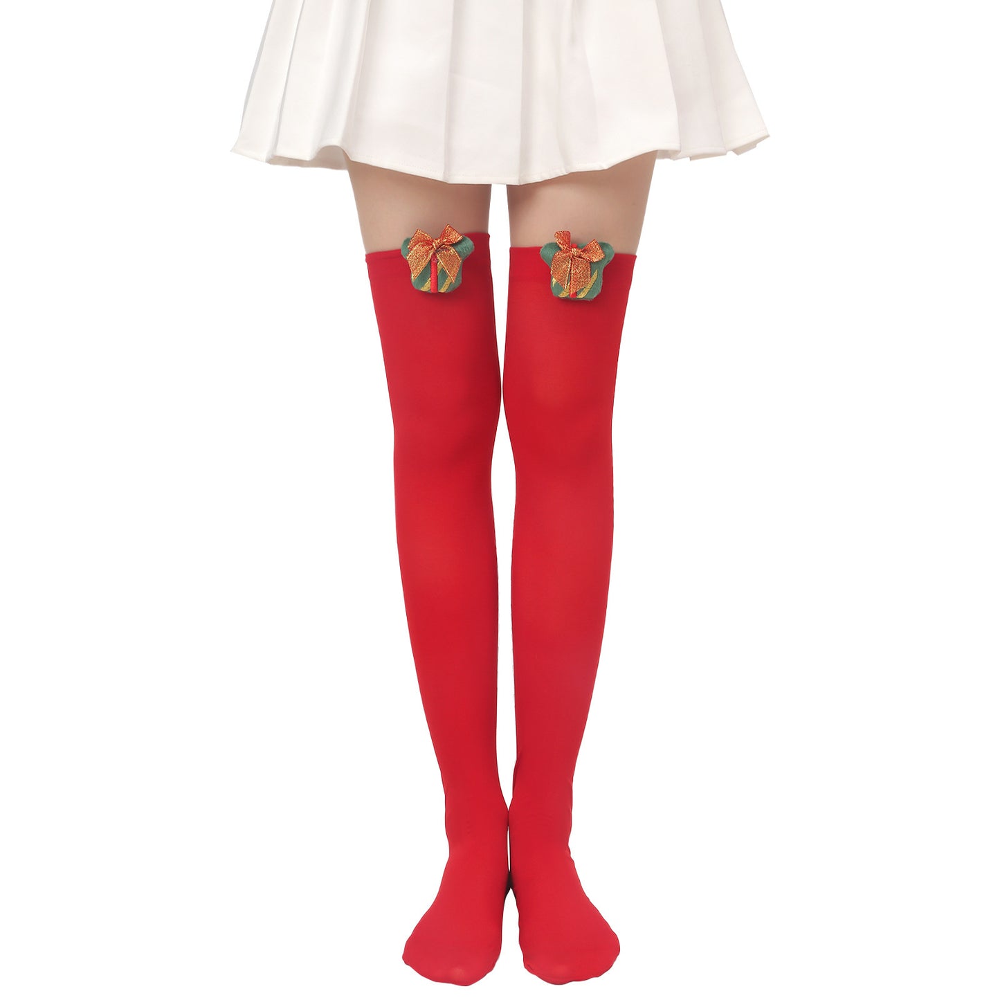 Christmas Plush Doll Knee Socks Bow Stockings