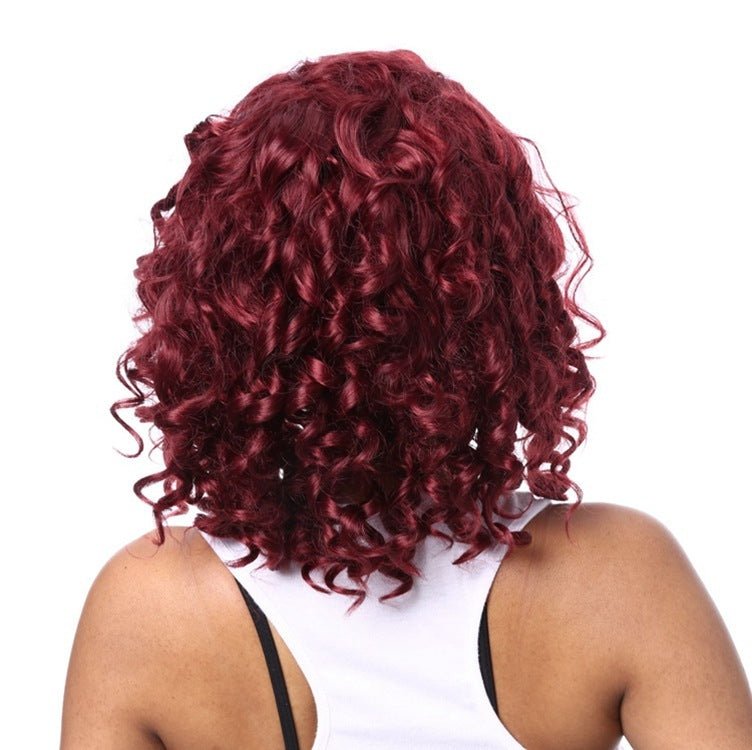 Burgundy curly hair hood