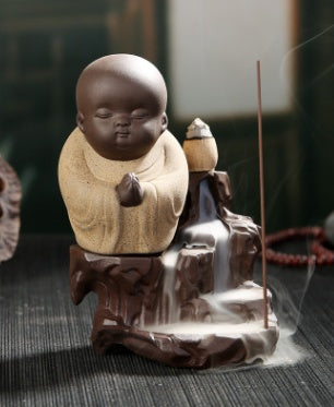 Creative Zisha Little Monk Flowing Water Backflow Incense Burner