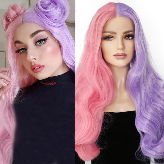 Two-tone Long Wavy Hair Lace Wig