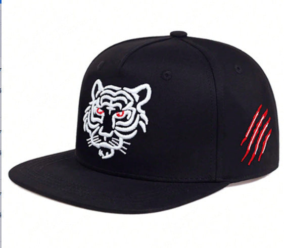 Flat Brim Tiger Head Men's Plus Size Baseball Cap