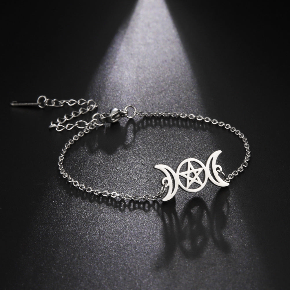 Simple Double Crescent Pentagram Bracelet