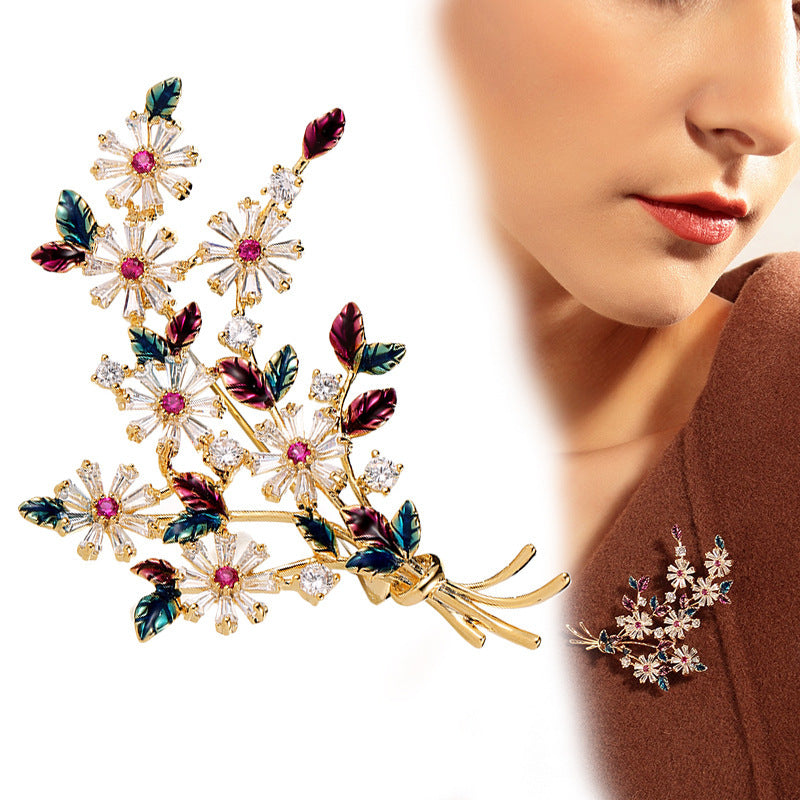 Floral Color Zircon Brooch