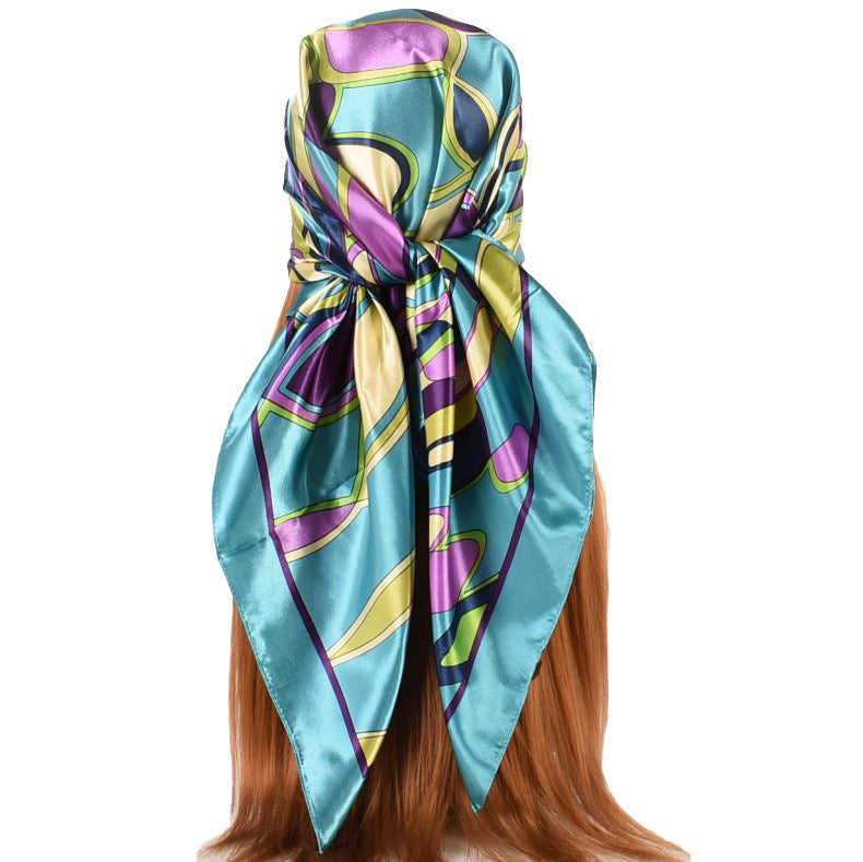 Geometric Silk Large Headscarf