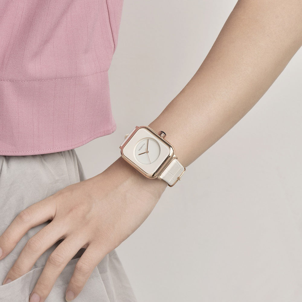 Rectangular White Ladies Watch