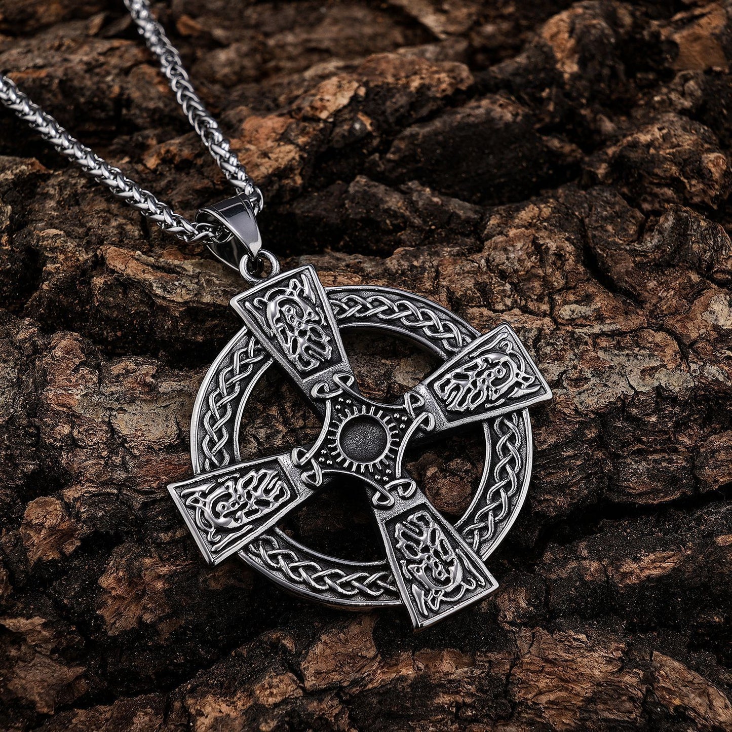 Stainless Steel Celtic Cross Pendant Necklace