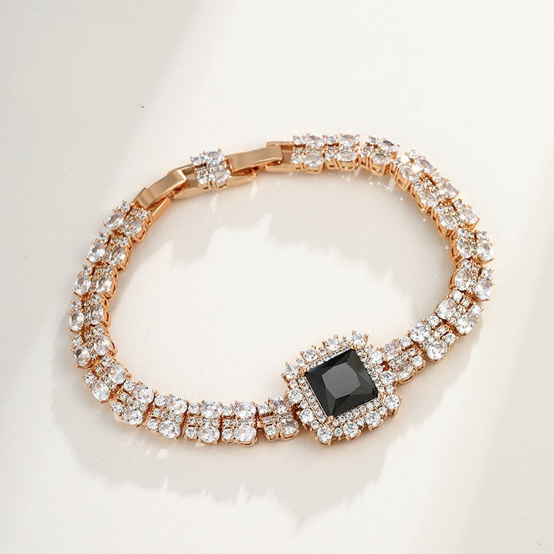 Square Inlaid Zirconium Buckle Bracelet