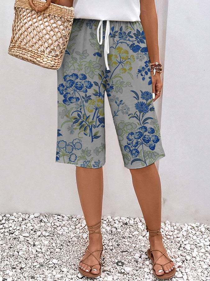 Casual Floral Print Bermuda Shorts