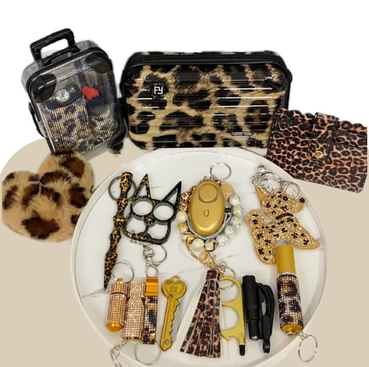 Leopard Print Self Defense Keychain Set