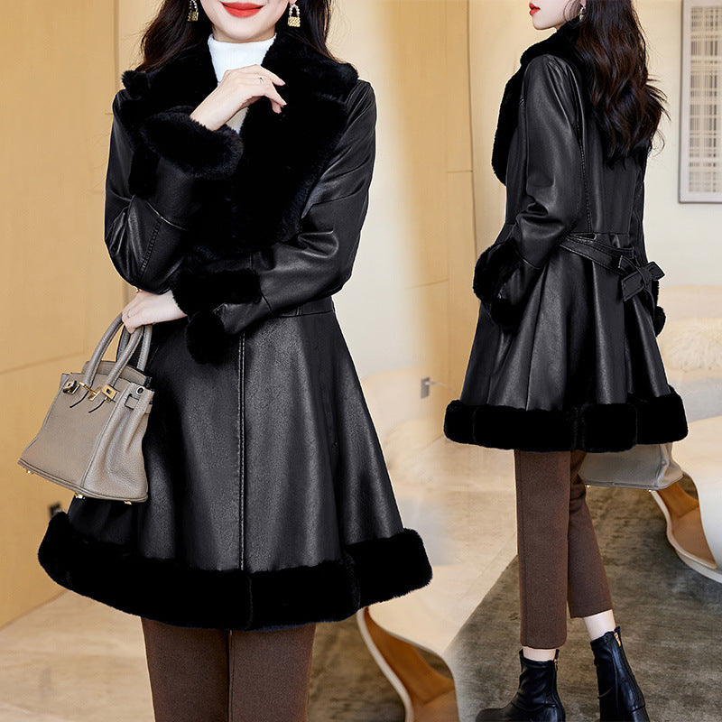 Fashion Velvet Padded Sheepskin Coat