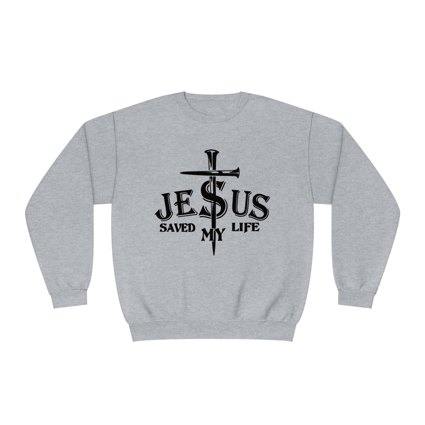 Jesus Saved My Life, Unisex NuBlend® Crewneck Sweatshirt