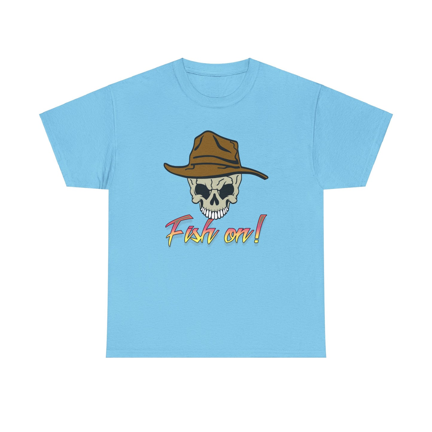 Fish on Skull. Heavy Cotton T-Shirt