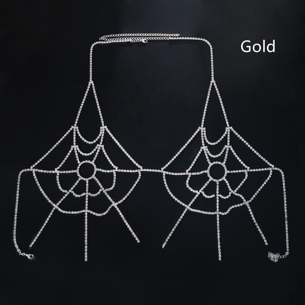 Rhinestone Spiderweb Tassel Body Chain